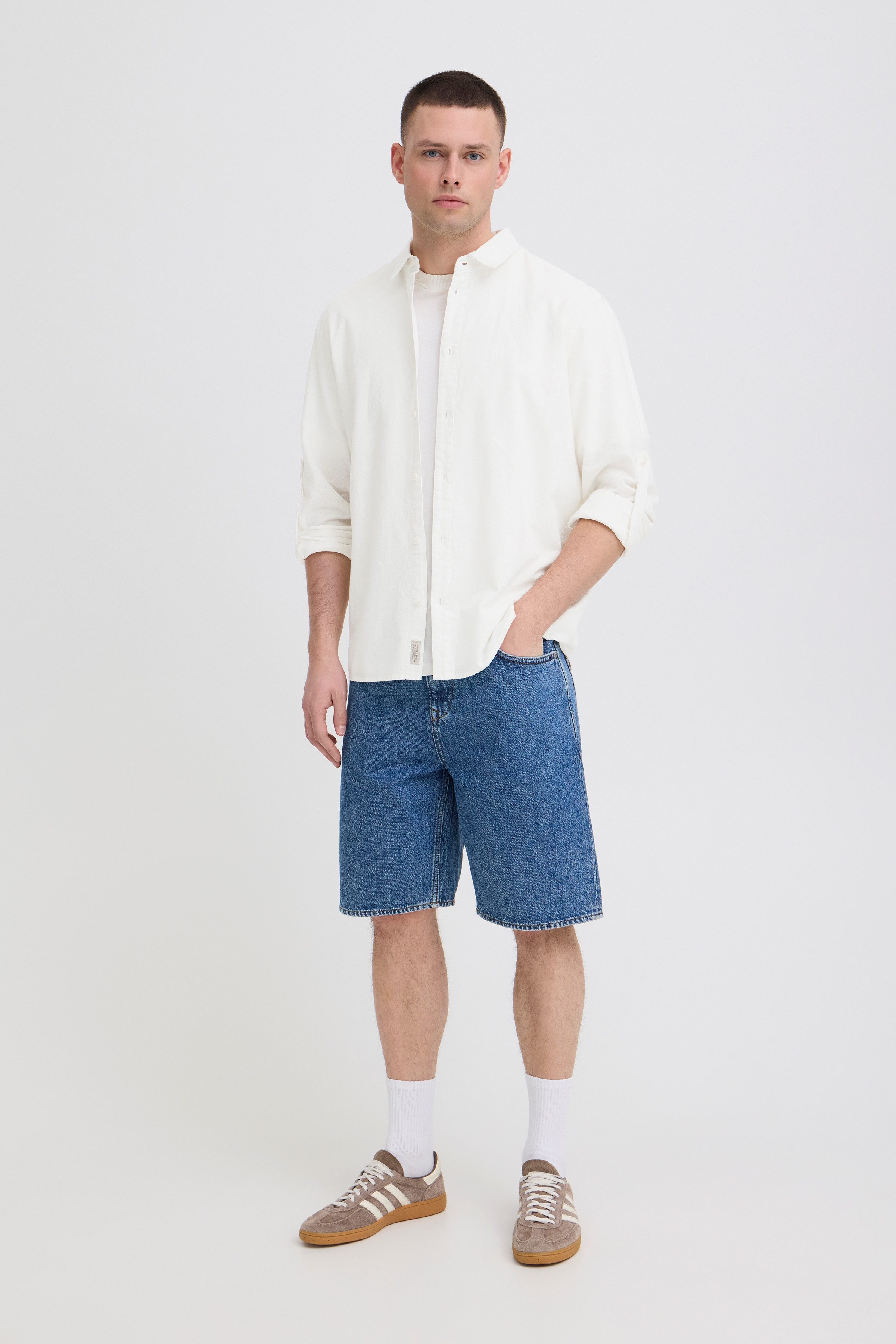 Blend Langarmhemd BHABAN SHIRT PP NOOS mit normalem Hemdkragen, Regular Fit, in Leinenoptik