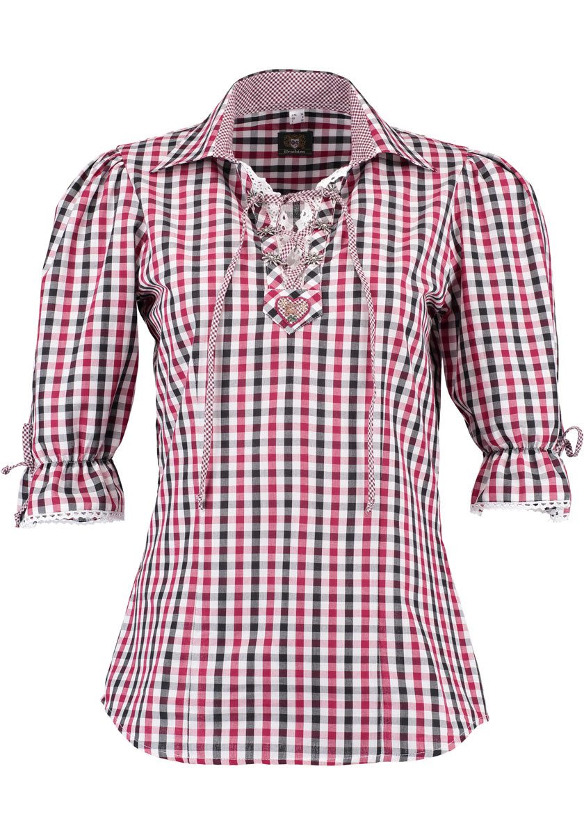 OS Trachten Trachtenbluse Paruvo Tailliert, Liegekragen, 1/1-Arm, Spitze günstig online kaufen