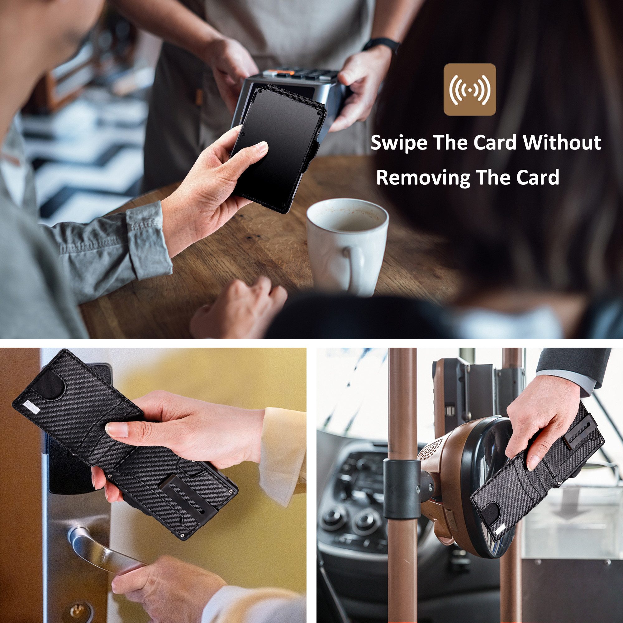 Forrlite Geldbörse Slim Wallet, Portemonnaie klein, Carbon Geldbörse, Geldbeutel (Portmonee, Kartenetui, RFID Schutz Mini/Smart, Wallet/Kreditkartenetui Herren/Hält 12 Karten)