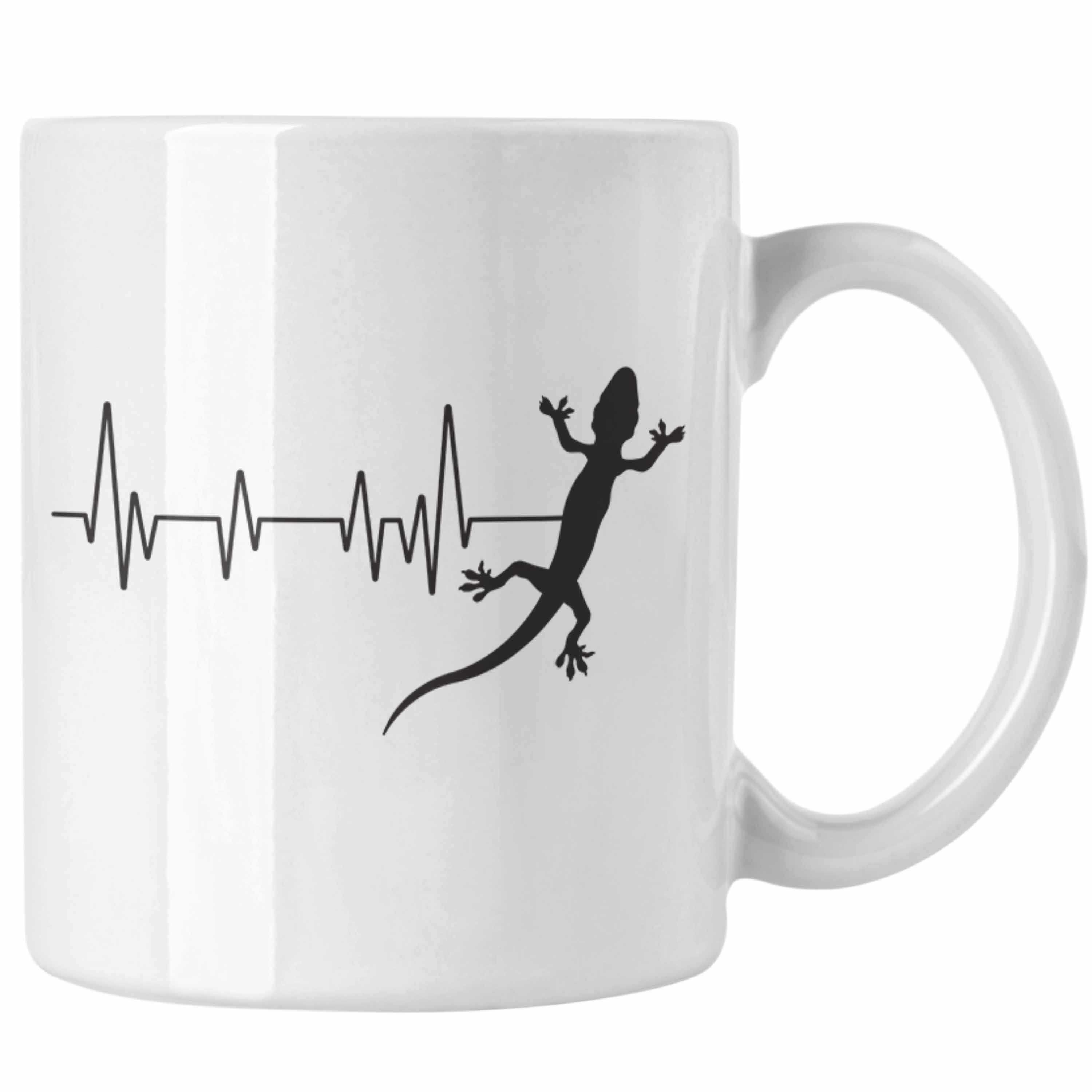 Tasse Trendation für Weiss Trendation Echse Echsen - Tasse Reptilien Geschenk Züch Herzschlag