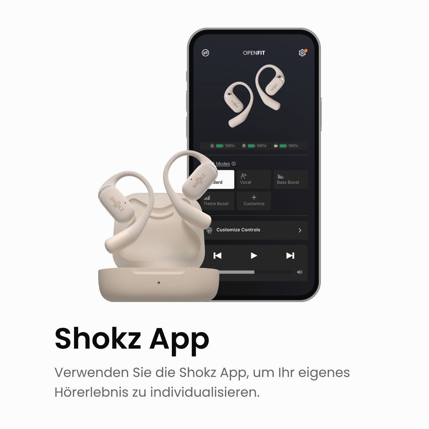 Shokz OpenFit In-Ear-Kopfhörer (Rauschunterdrückung, Bluetooth) A2DP Beige
