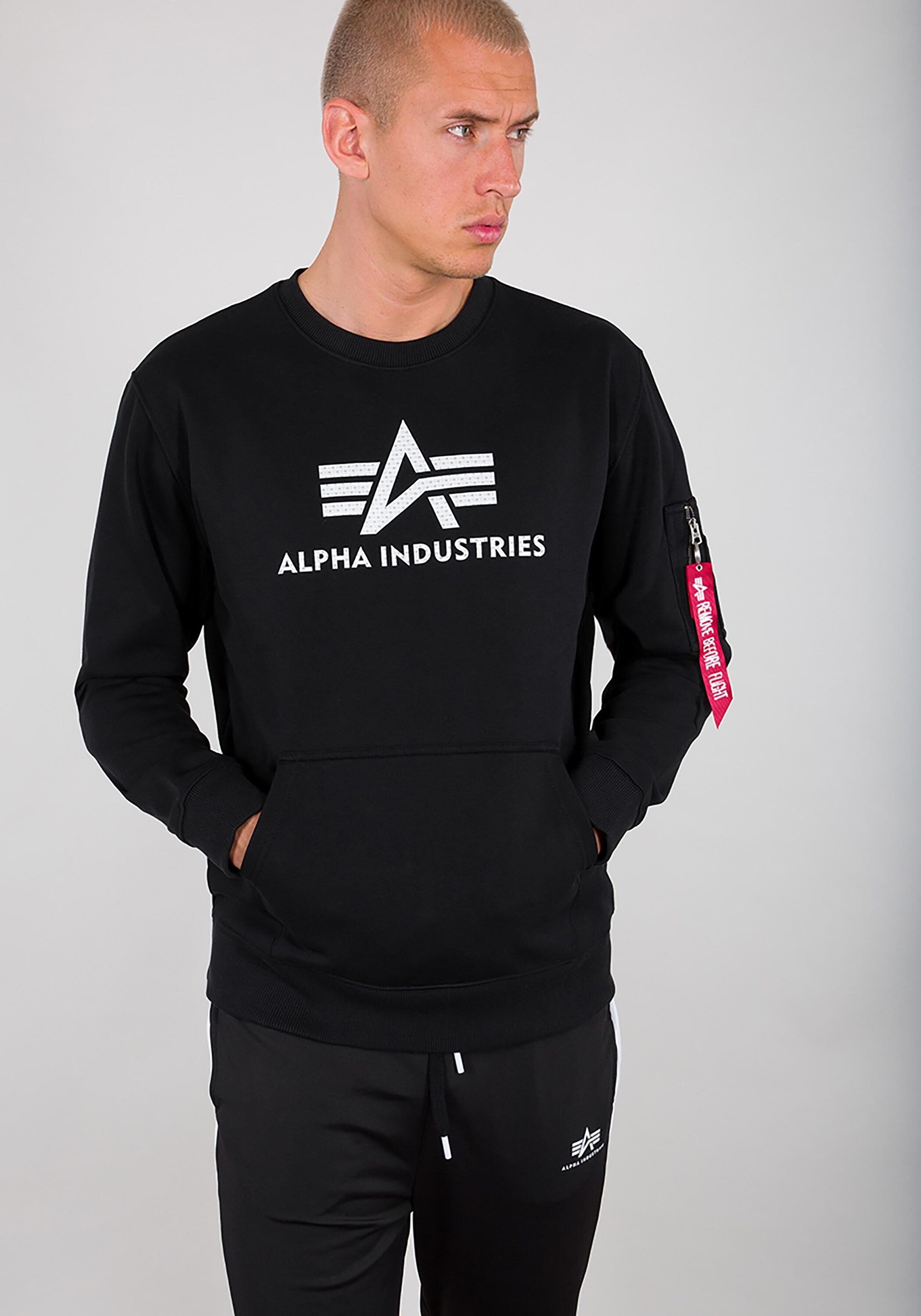 [Vertrauen zuerst und niedriger Preis] Alpha Industries Sweater black Logo Sweatshirts Sweater - Alpha 3D Men Industries