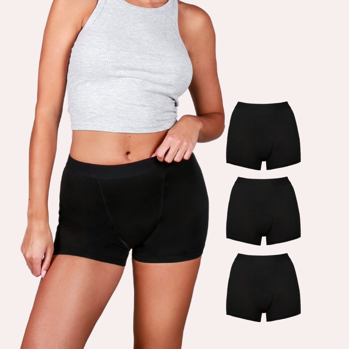 Taynie Periodenslip Shorts ultra - Periodenunterwäsche sehr starke Blutung - Damen (Spar-Set, 3-St., 3er-Pack) Auslaufsichere Periodenunterwäsche / Periodenslip aus Bio Baumwolle