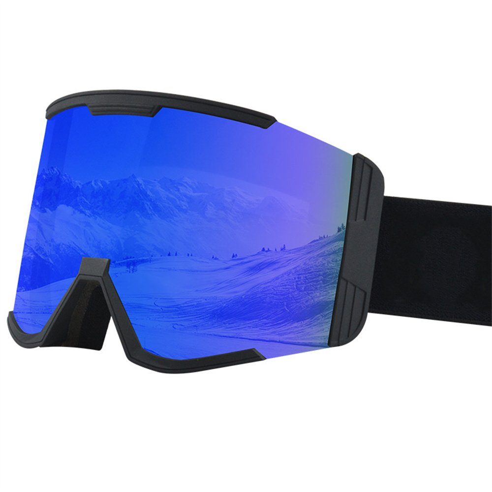 Rouemi Skibrille Skibrille für Erwachsene, doppellagige Anti-Beschlag-HD-Brille Blau
