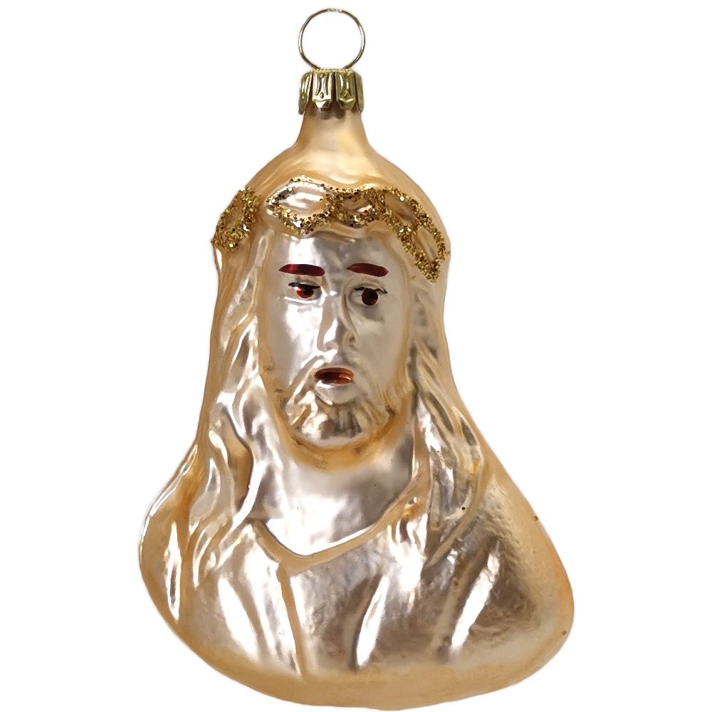 Schatzhauser Christbaumschmuck Jesus messinggold matt, 9cm (1-tlg), mundgeblasen, handbemalt