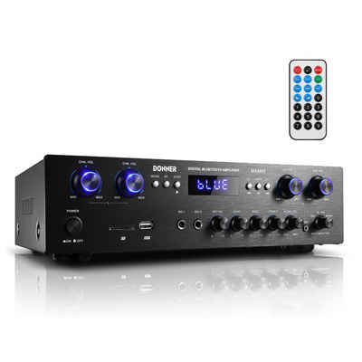 Donner Audioverstärker 440W 4 Kanal Audio-Leistungsverstärker Stereoempfänger Verstärker (Anzahl Kanäle: 4, 440,00 W, 4 Kanäle, 2 Mikrofoneingänge, Bass, Höhen)