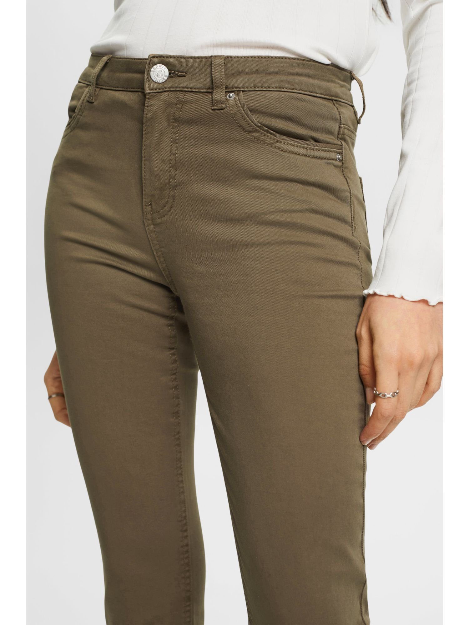 GREEN edc Stretchige by 7/8-Hose Esprit KHAKI in Cropped-Länge Mid-Rise-Hose