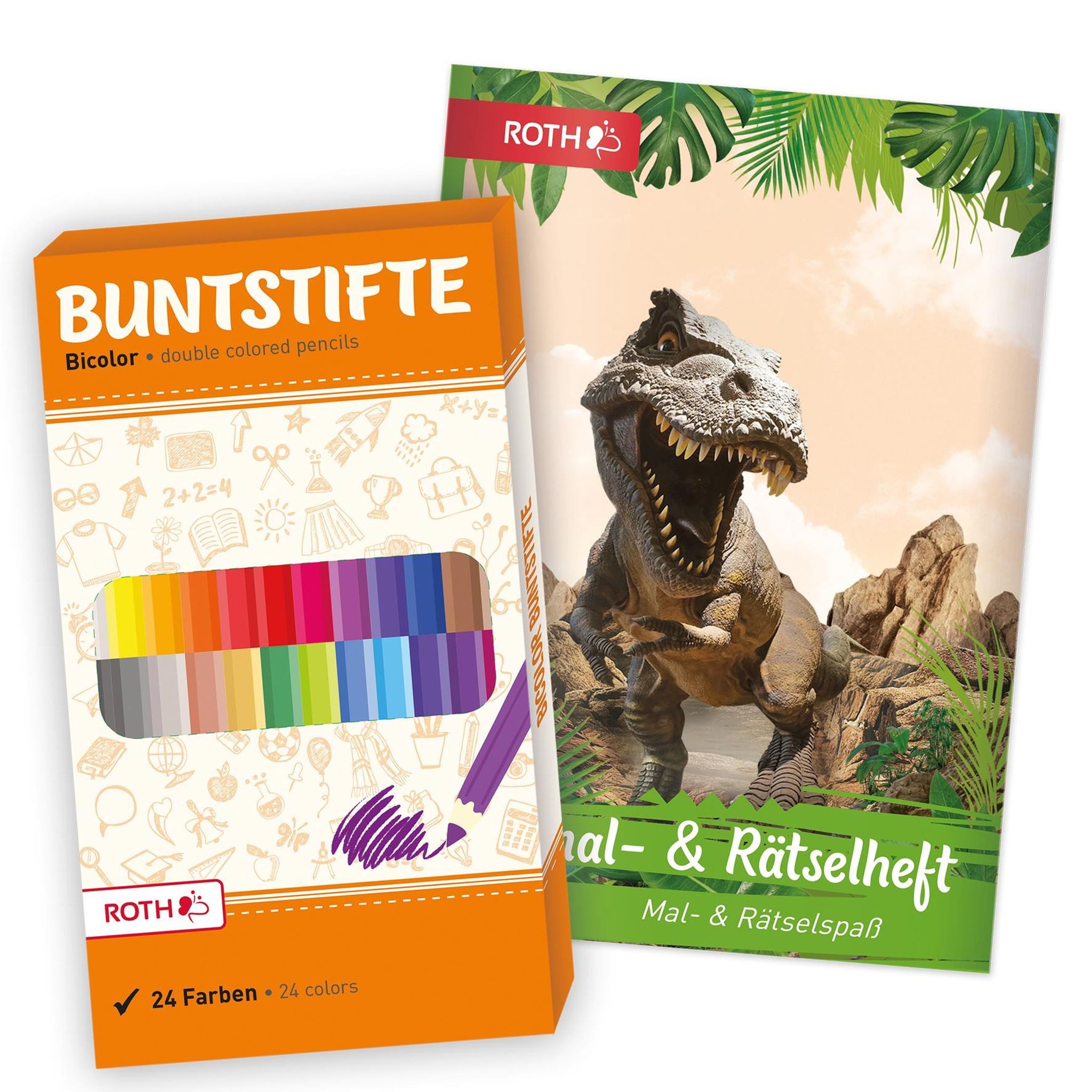 Roth Buntstift Roth Ausmal-Set mit Buntstiften, Tyrannosaurus, 10,5x16cm