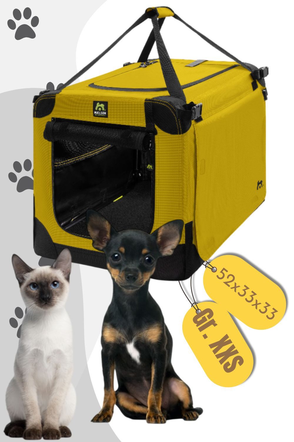 MAELSON Hunde-Transportbox Soft Kennel faltbare Hundebox in 3 Größen - Saffron Yellow