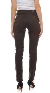 CMK Regular-fit-Jeans cmk Röhren-Hose bequeme Stretch-Jeans für Frauen im Five-Pocket-Stil mit Allover-Print Freizeit-Hose Braun