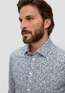 s.Oliver BLACK LABEL Langarmhemd Jerseyhemd mit All-over-Print Blende