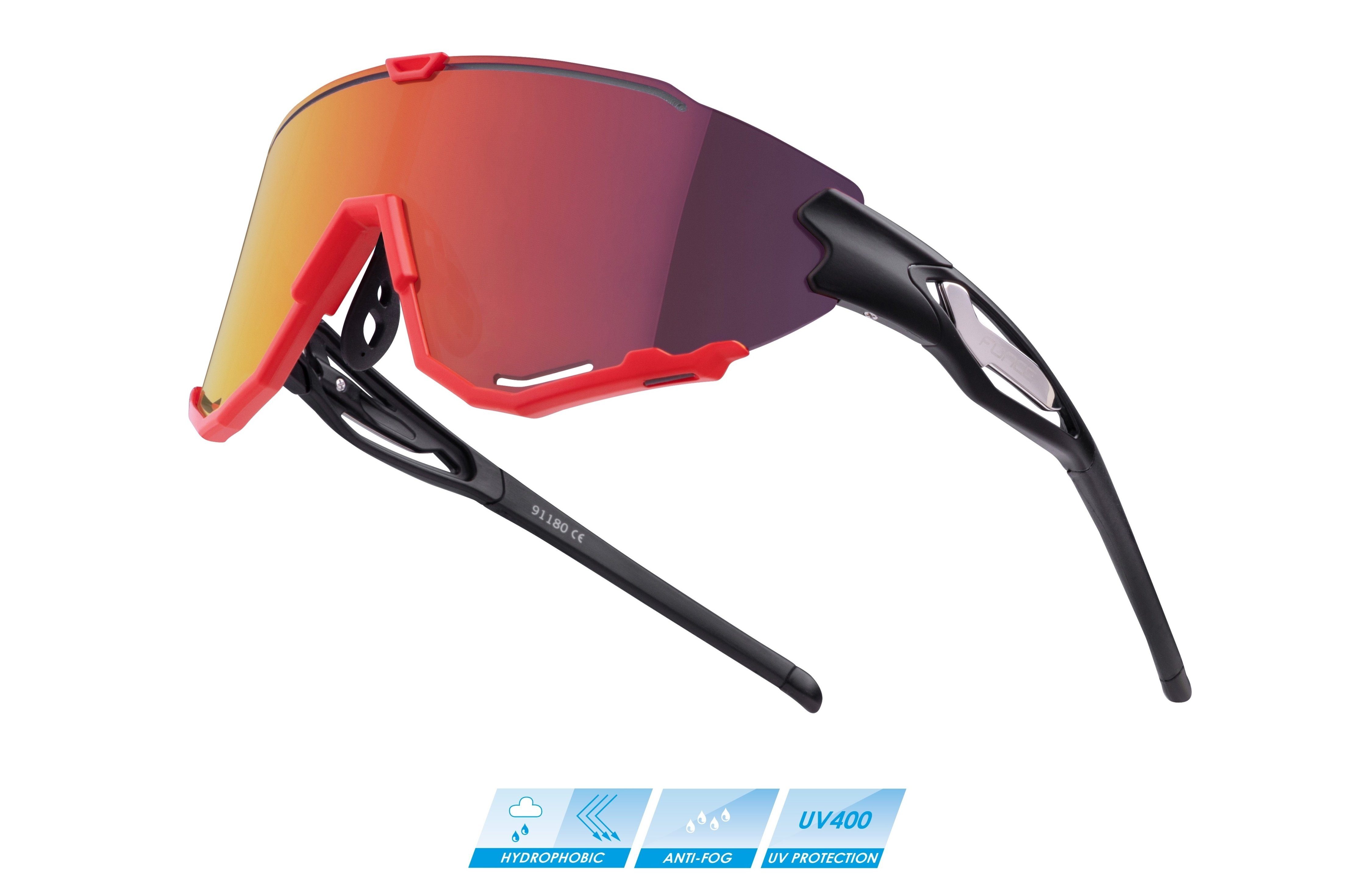 FORCE Fahrradbrille Sonnenbrille FORCE CREED Wechsel-Linsscheibe rote