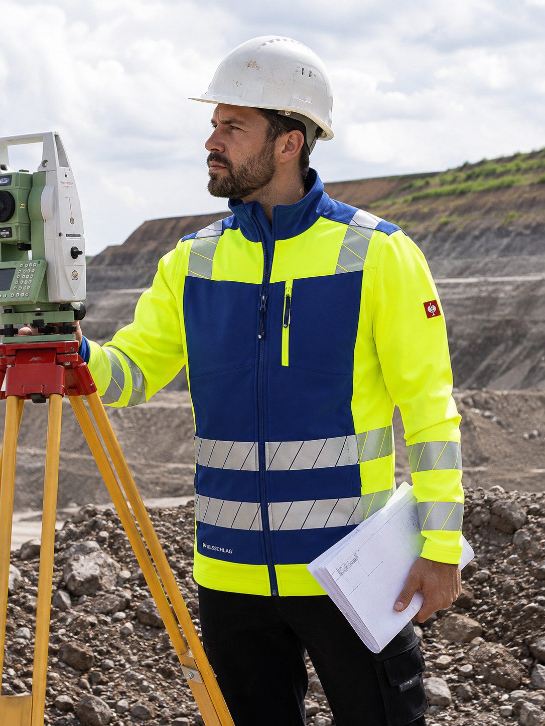 Engelbert Strauss Arbeitsjacke Warnschutz-Softshelljacke e.s. motion 24/7 Hi-Vis kornblau/warngelb dryplexx-Softshell Wasserabweisend Windabweisend Atmungsaktiv