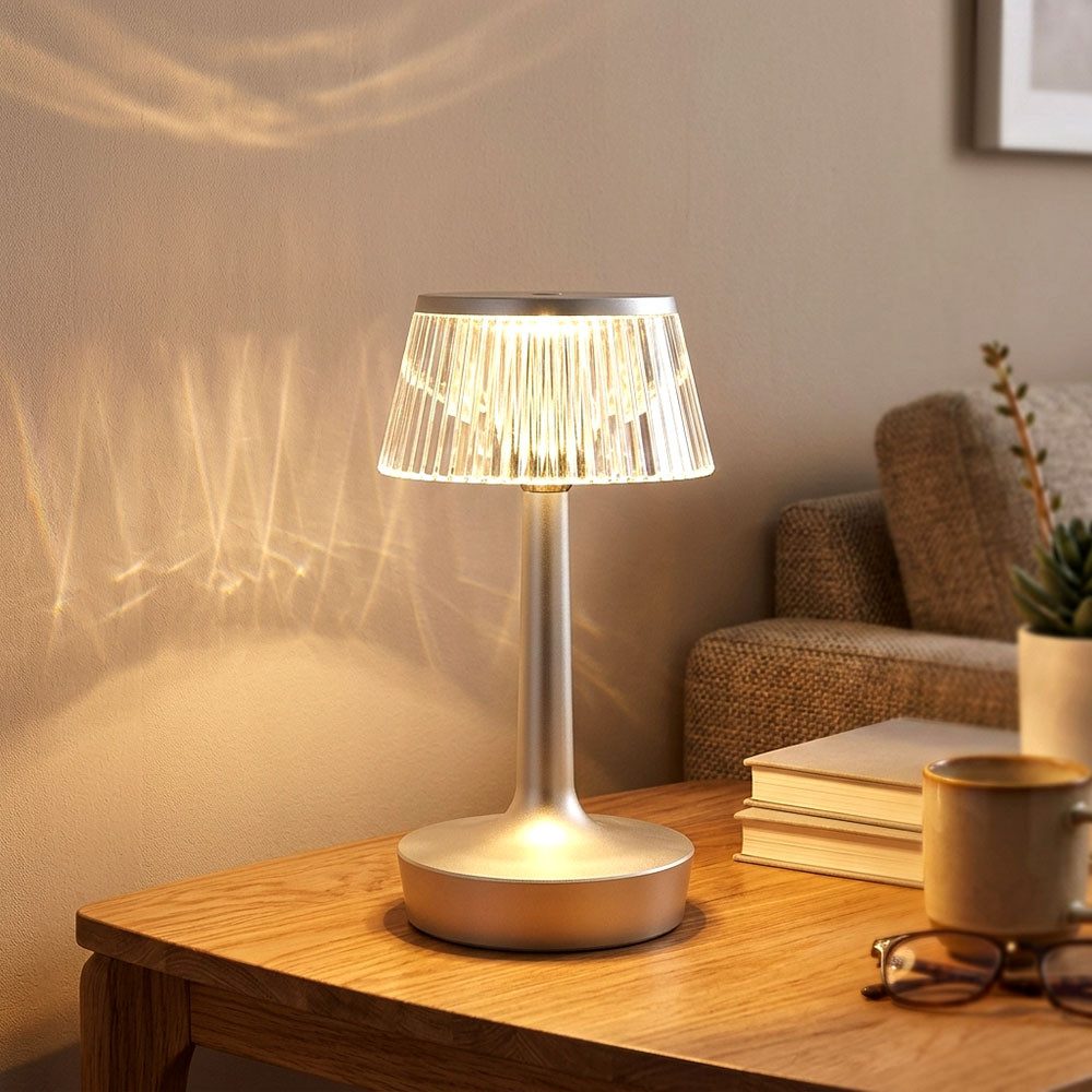 GLOBO LIGHTING LED Tischleuchte, LED-Leuchtmittel fest verbaut, Kaltweiß, Warmweiß, Neutralweiß, Tageslichtweiß, Farbwechsel, 2x Tischlampe Nachttischlampe LED Schlafzimmerlampe