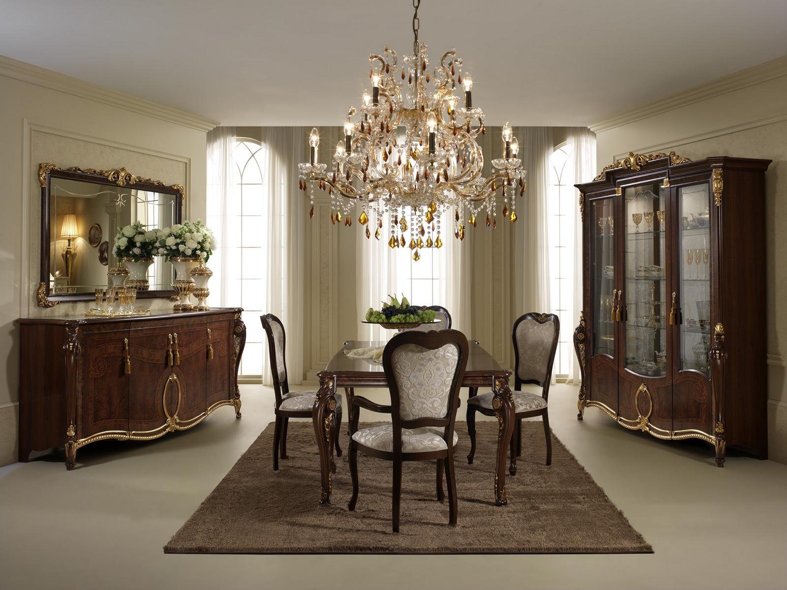 JVmoebel Essgruppe, arredoclassic™ Luxus Klassisches Esszimmer + 4 Stühle Stuhl Set Garnitur Design
