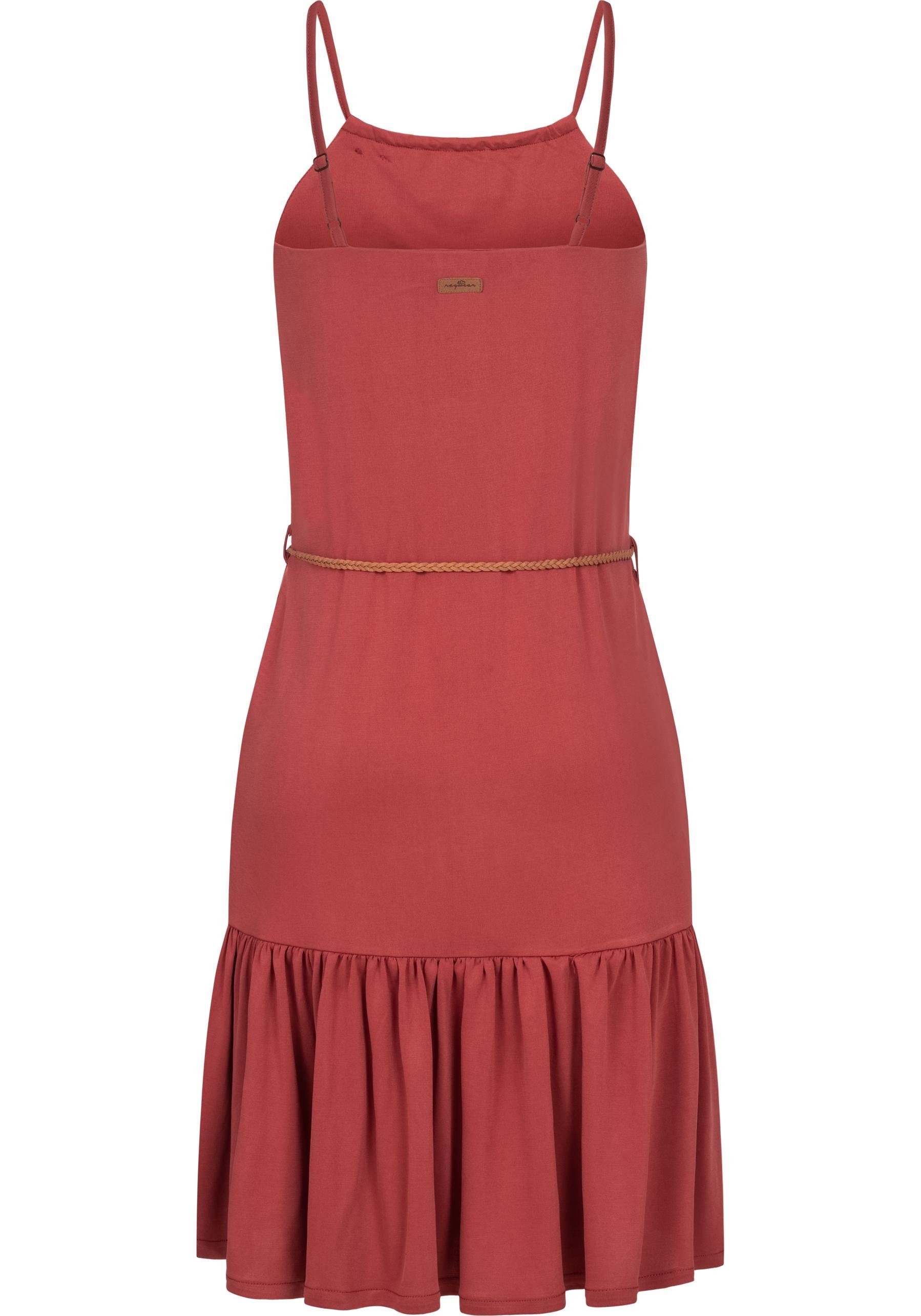 Ragwear Spaghettikleid Thime stylisches Sommerkleid mit Spaghettiträgern und Gürtel