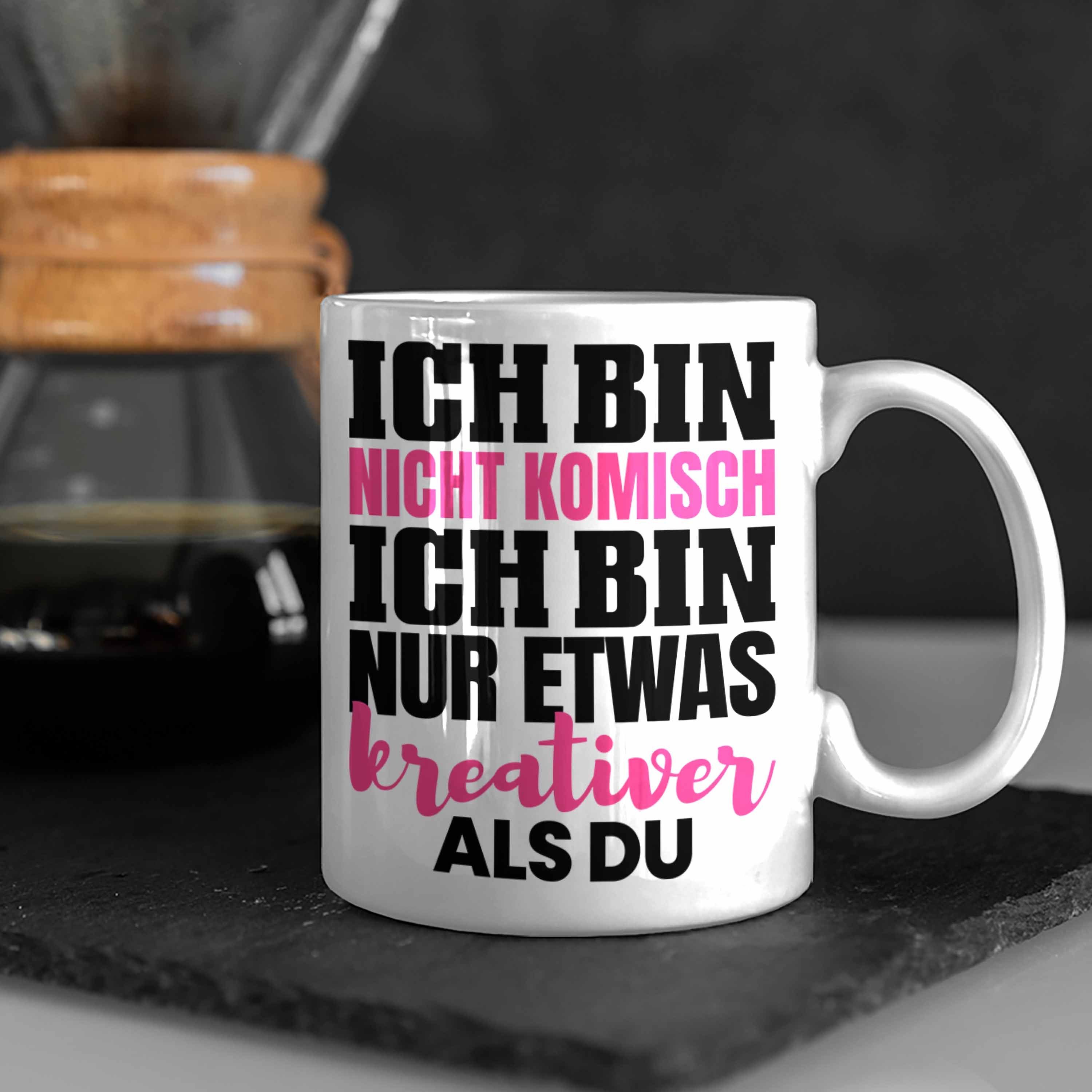 Trendation Tasse Arbeits-Kollegin Freundin Crazy Kaffee-Becher Tasse Verrückte Weiss Geschenk
