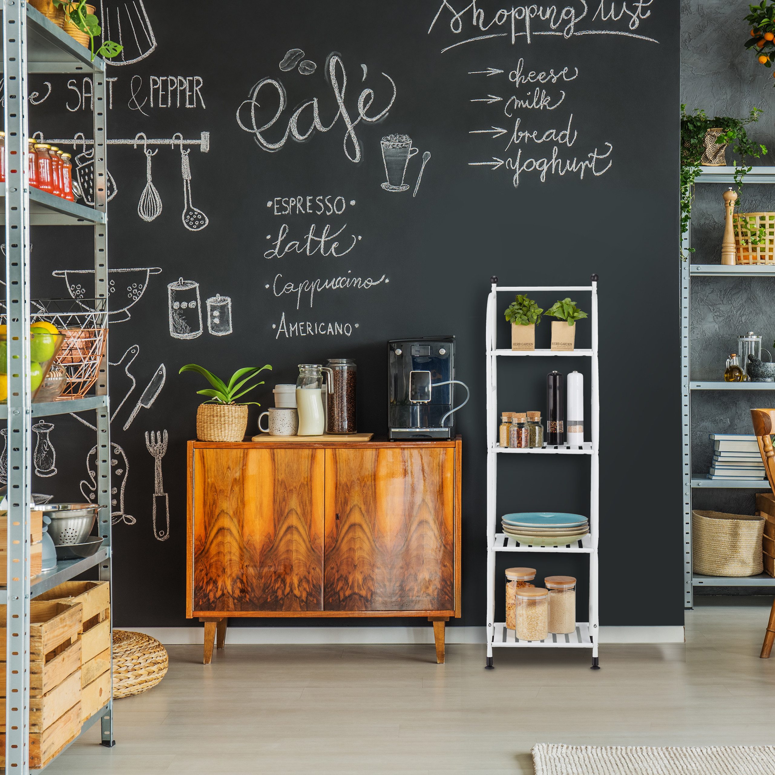 relaxdays Standregal Schmales Standregal mit 4 Ablagen, weiß günstig online kaufen