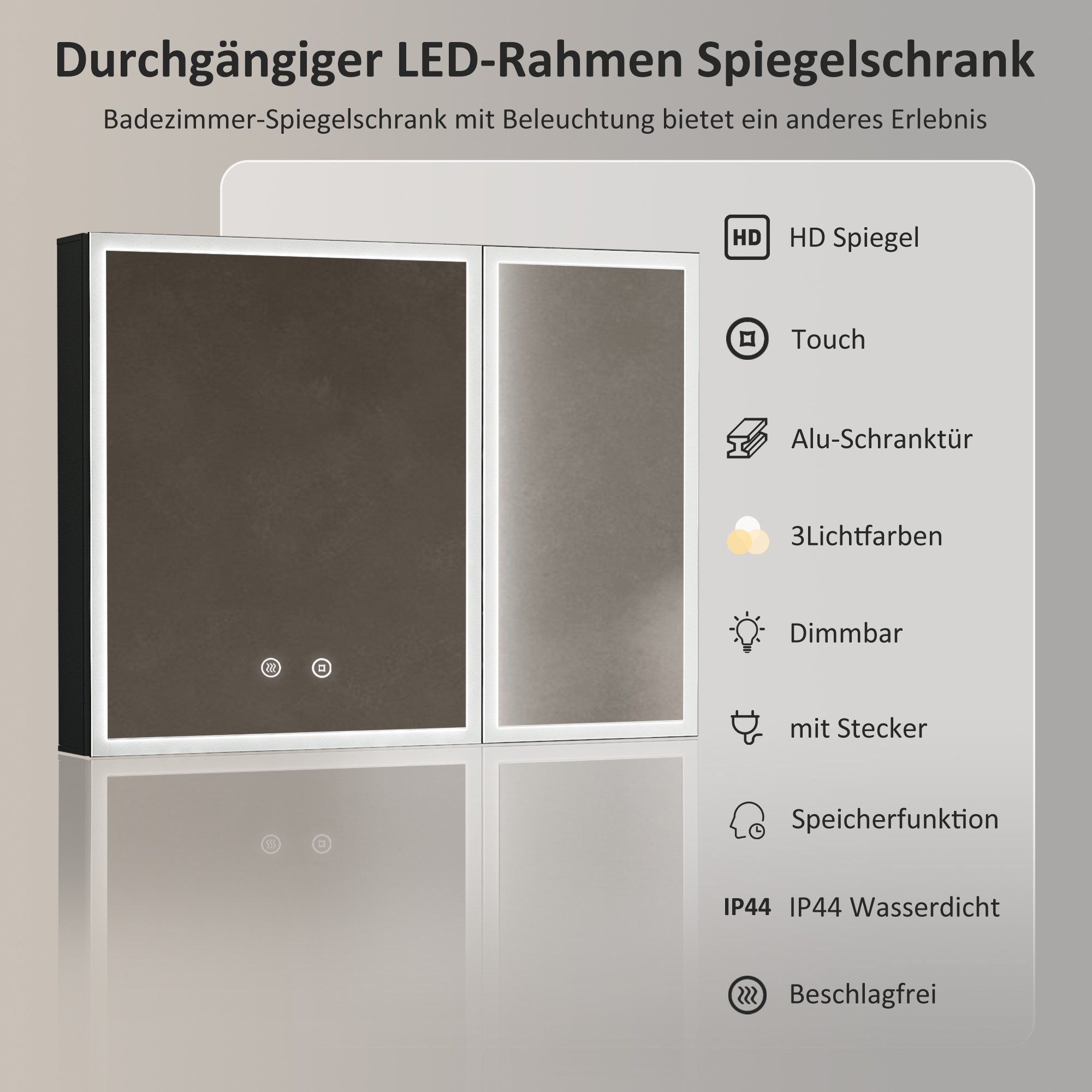WDWRITTI Spiegelschrank Schwarz Metall Badezimmerspiegelschrank mit günstig online kaufen
