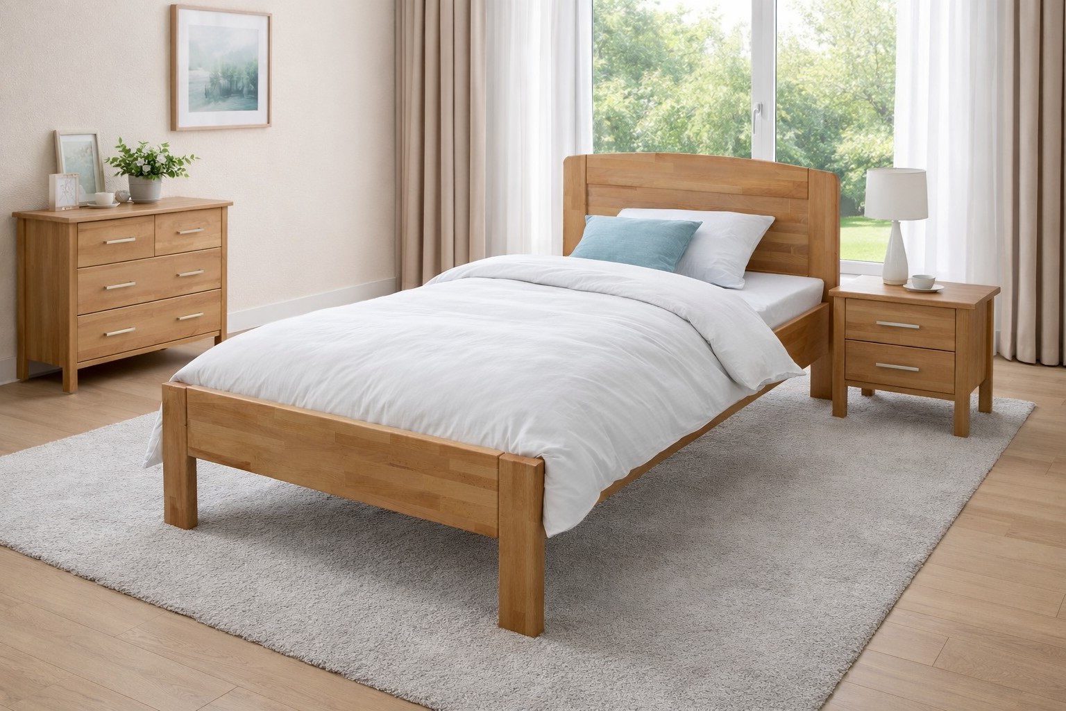 bv-vertrieb Holzbett Komfortbett 100x200 Kernbuche geölt Seniorenbett höhenverstellbar