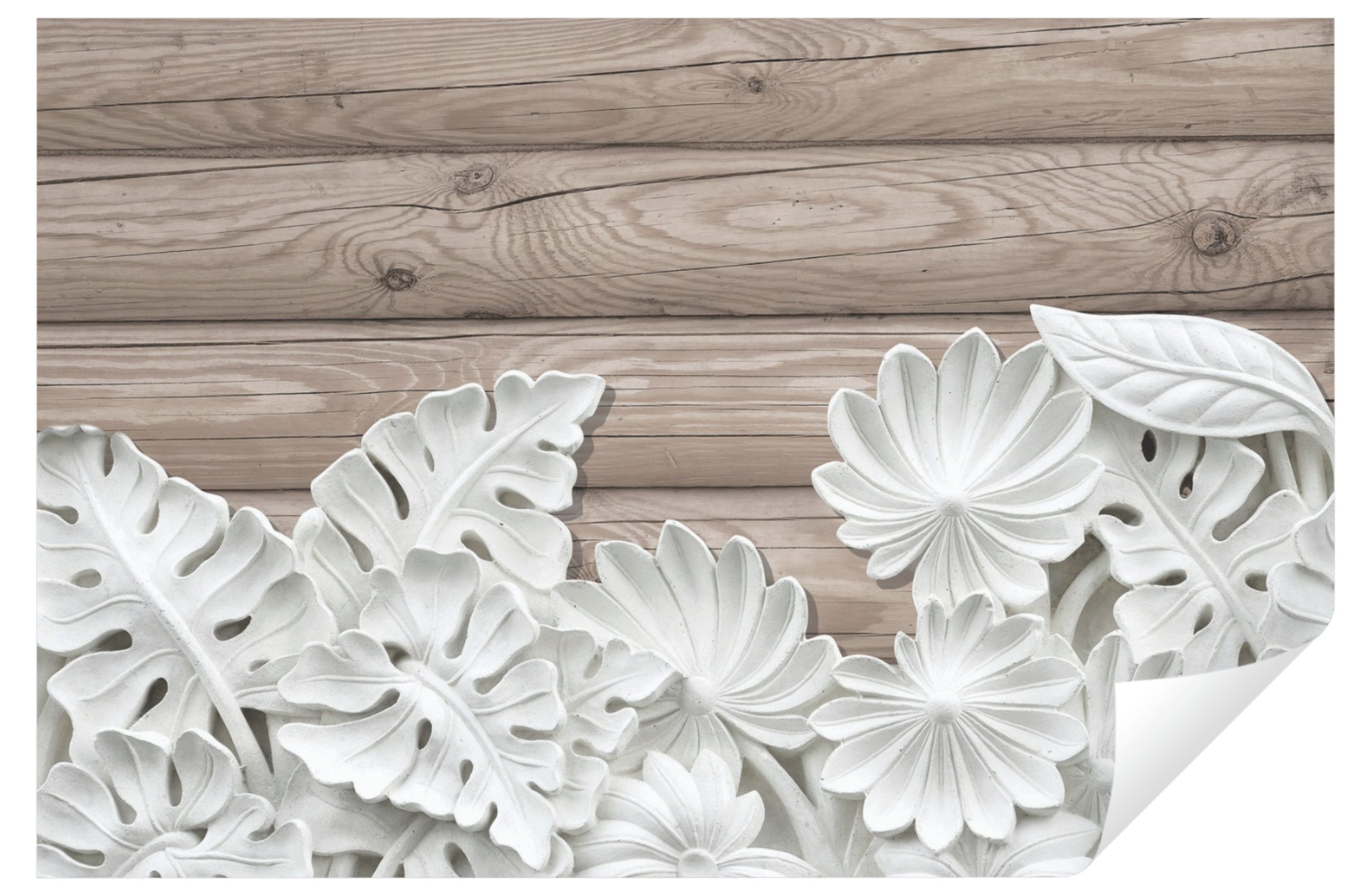 Wallarena Fototapete Holz Blumen Beton Vlies Tapete Wohnzimmer Schlafzimmer günstig online kaufen