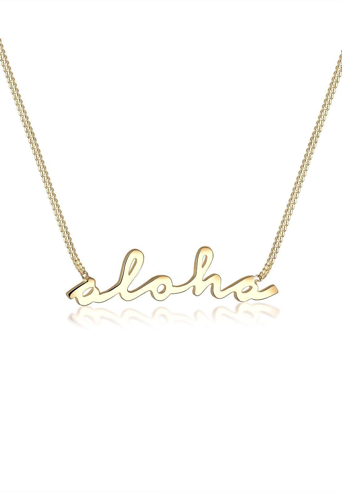 Elli Kette mit Anhänger Aloha Statement-Schriftzug 925 Sterling Silber