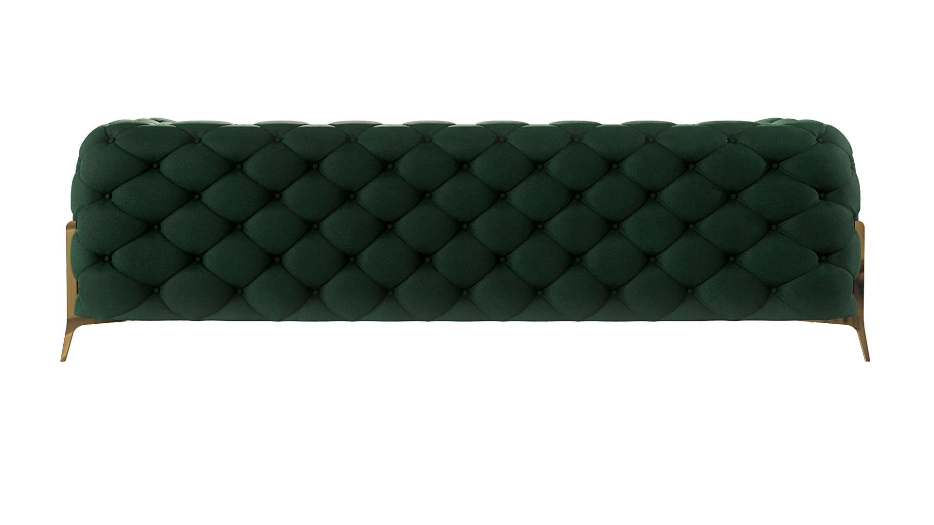 mit 2-Sitzer-Sofa, Polstergarnitur 3+2+1 Flasche mit 1x Grün Chesterfield Ashley Metall (1x S-Style Polstergarnitur 3-Sitzer-Sofa, 1x Sessel), Füßen, Möbel Wellenfederung Goldene