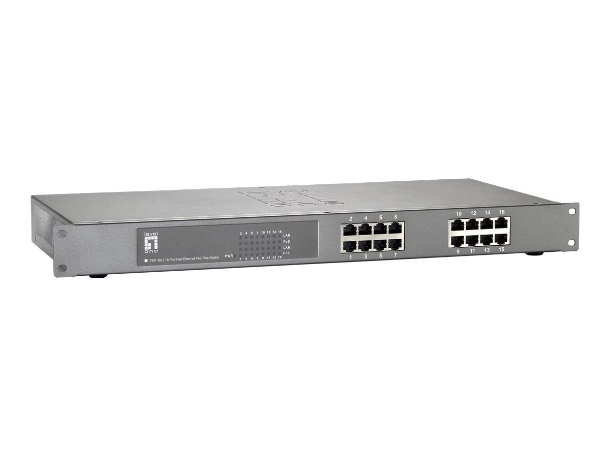 PoE Fast 16-Port Netzwerk-Switch LevelOne FEP-1612W150 Ethernet ONE Switch LEVEL Levelone
