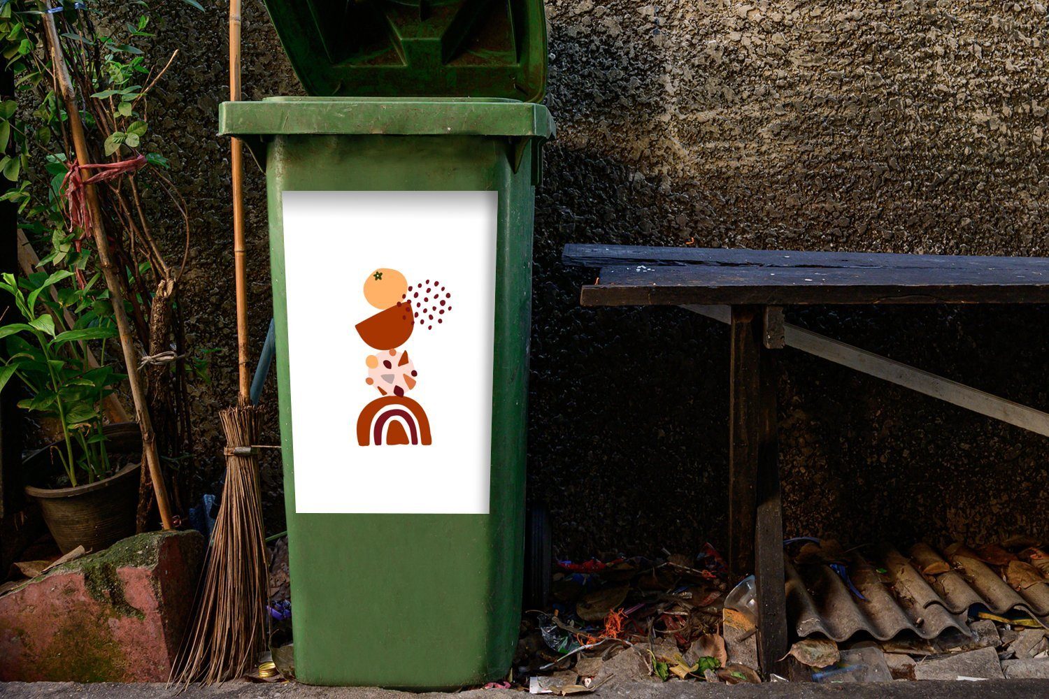 Wandsticker - Mülltonne, Mülleimer-aufkleber, - Winter St), MuchoWow Sticker, (1 Design Container, Abstrakt Abfalbehälter