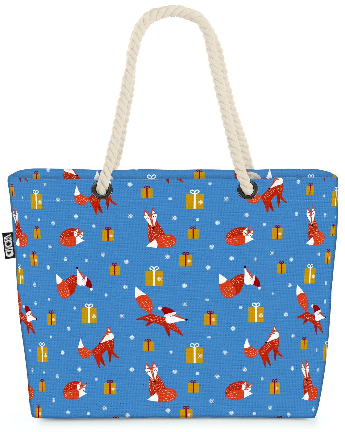 VOID Strandtasche (1-tlg), Fuchs Geschenke Beach Bag Geschenke Tiere Wald Kinder Muster Fuchs Nikolaus süß