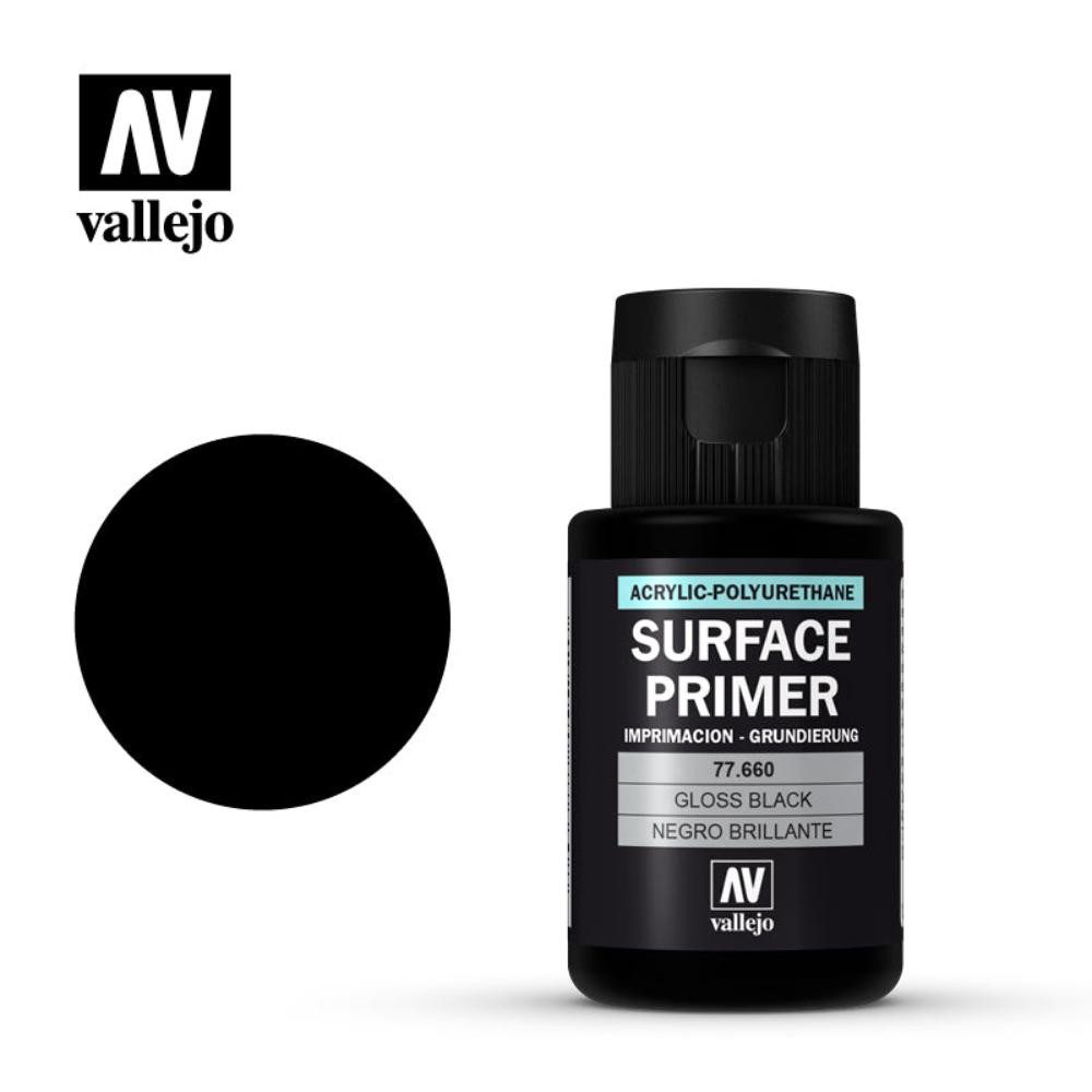 Vallejo Spielfigur Metal Color - Grundierung schwarz glänzen/Primer Gloss Black, 32ml (77
