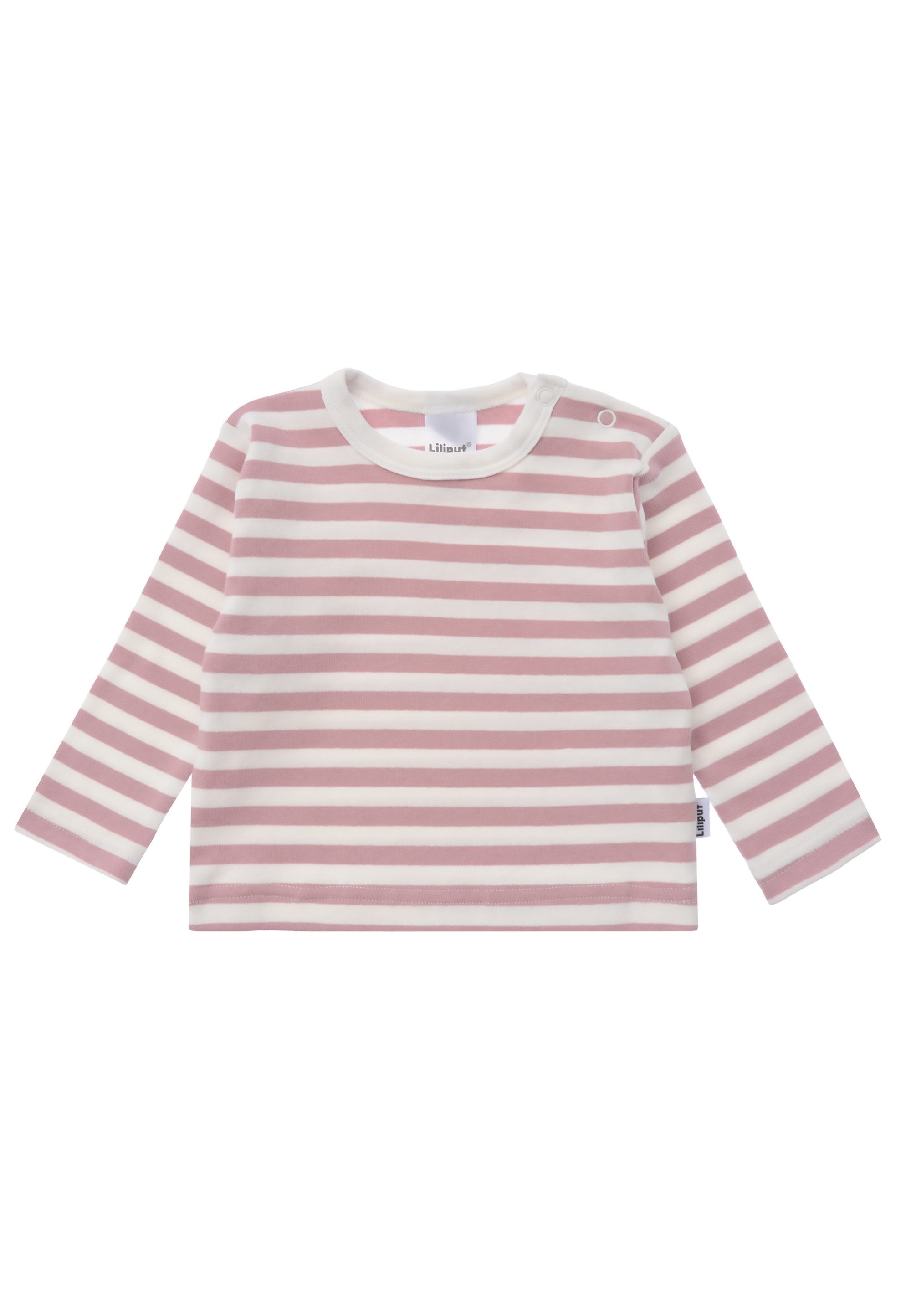 Langarmshirt schilf-ecru und rosé-ecru geringelt
