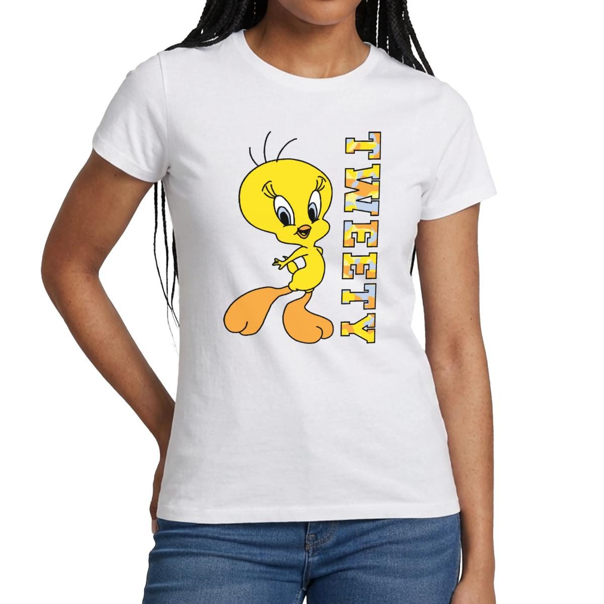 Spreadshirt T-Shirt Looney Tunes Tweety Camouflage Frauen T-Shirt (1-tlg)