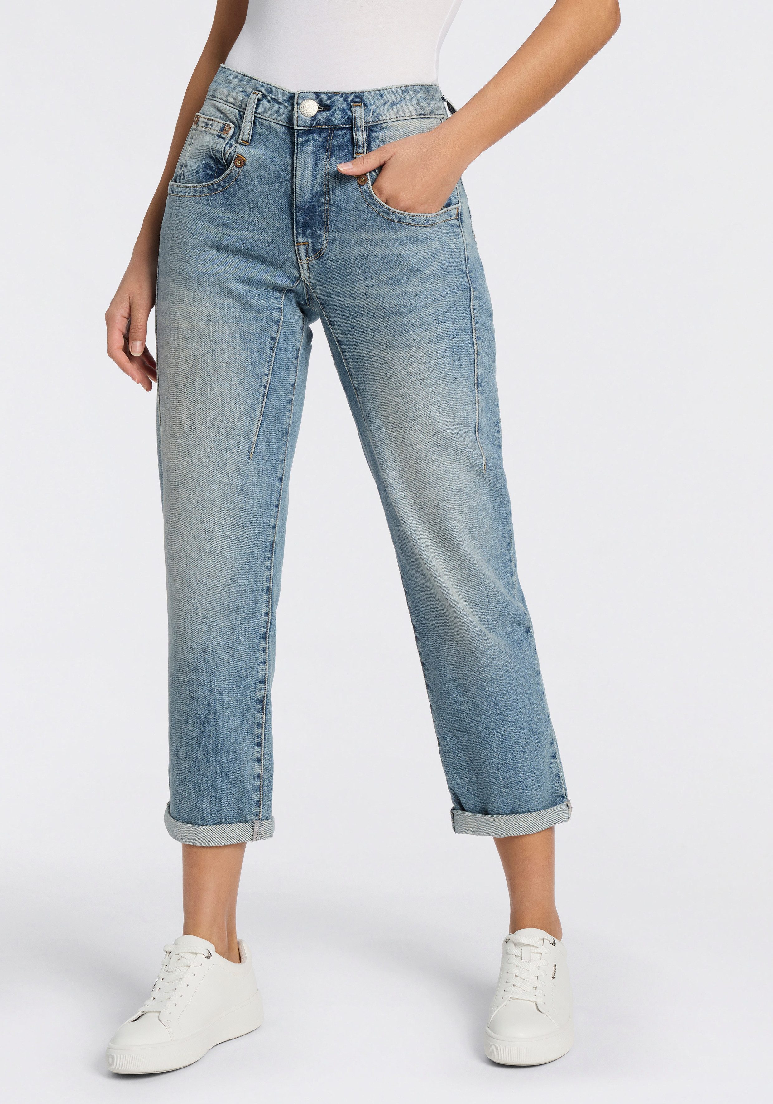 Herrlicher Boyfriend-Jeans Shyra Tap Zip Denim in Cropped-Länge, High Waist