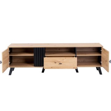 Merax Lowboard Patchwork mit Holzmaserung, mit 2 Türen und 1 Schublade, TV-Schrank mit Einlegböden, B:170cm