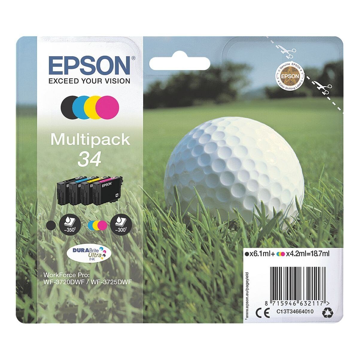 Epson 34 Tintenpatrone (Original Druckerpatrone, schwarz, cyan, magenta, gelb)