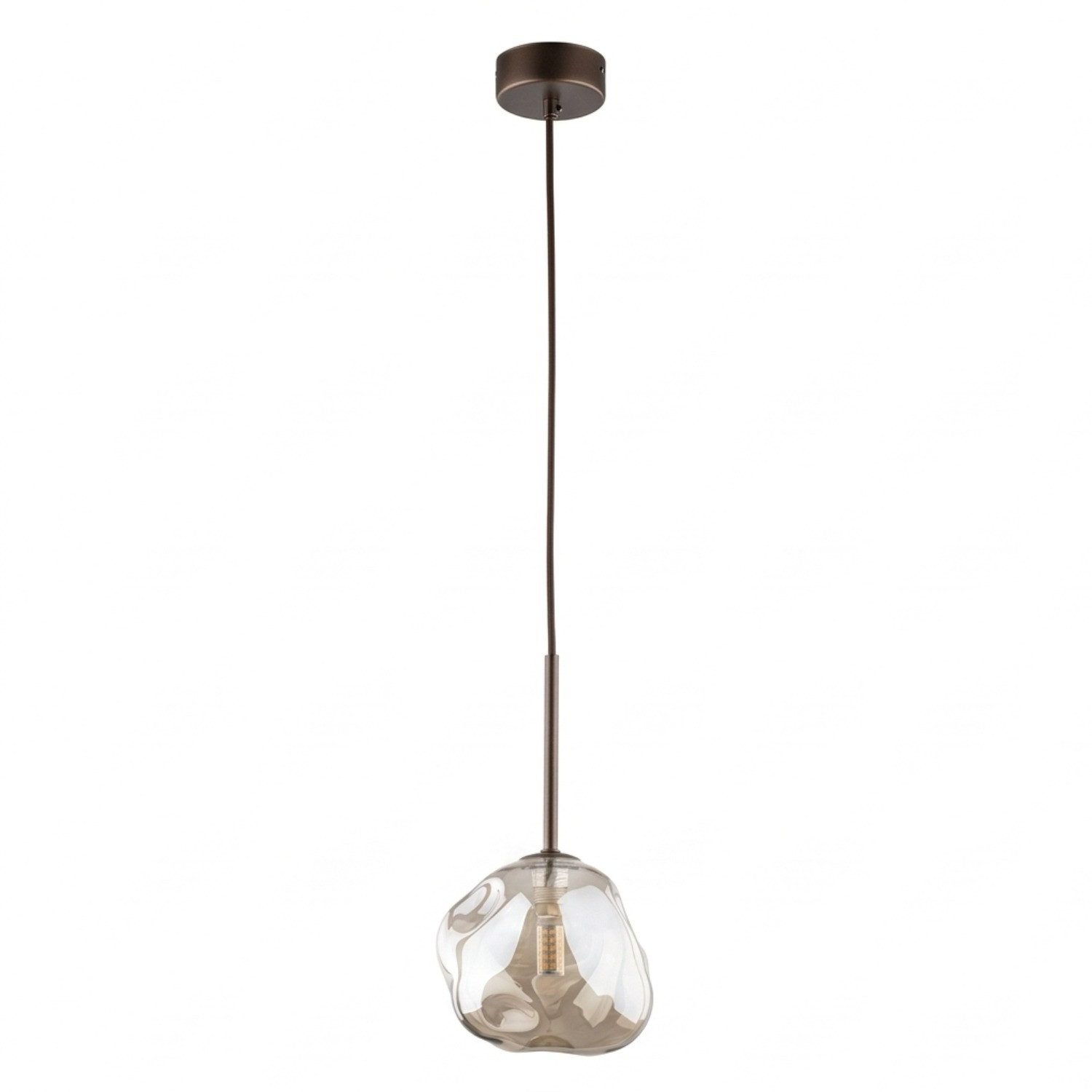 Licht-Erlebnisse Pendelleuchte UMERA, ohne Leuchtmittel, Rauchglas Metall H: max. 160 cm D: 15 cm rund Braun Cognac G9 Modern
