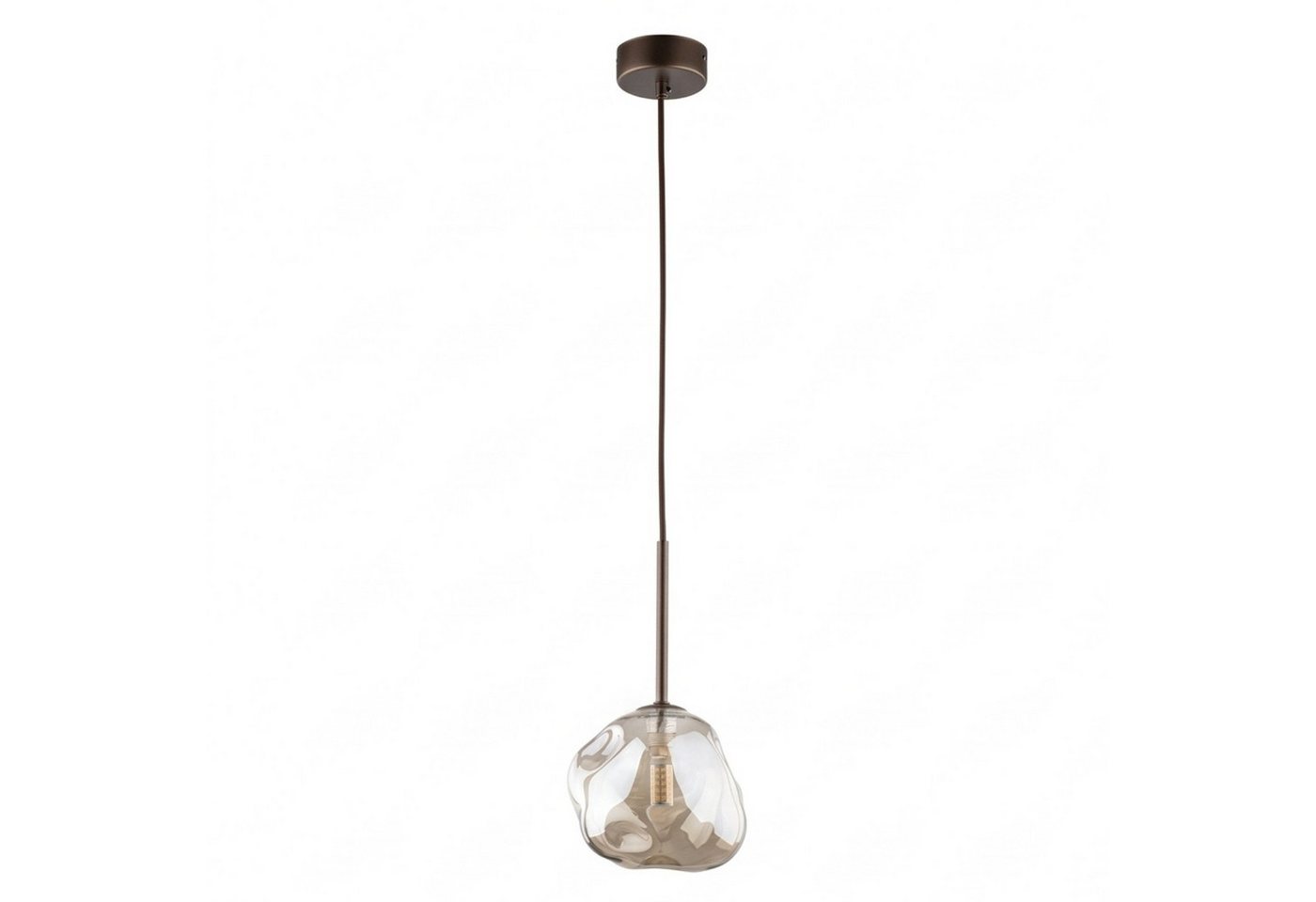 Licht-Erlebnisse Pendelleuchte UMERA, ohne Leuchtmittel, Rauchglas Metall H: max. 160 cm D: 15 cm rund Braun Cognac G9 Modern
