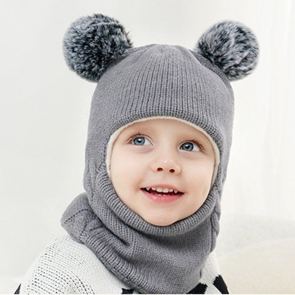 XDeer Strickmütze Kinder Wintermütze Mädchen Jungen Warm Strickmütze, Strickmütze baby Warme Mütze,Schlupfmütze Baby gray