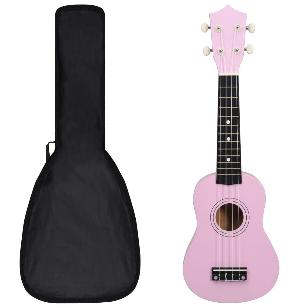 vidaXL Ukulele Sopran-Ukulele-Set mit Tasche für Kinder Rosa 21"