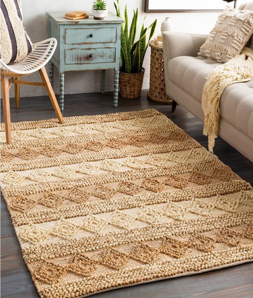 Teppich 00025A ELT, Beige,Sahne, 160 x 240 cm, 100% Jute, Conceptum Hypnose