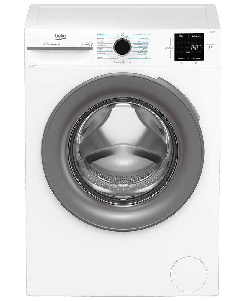 BEKO Waschmaschine BM3WFU4841W1, 8 kg, 1400 U/min, EnergySpin- bis zu 35% sparsamer