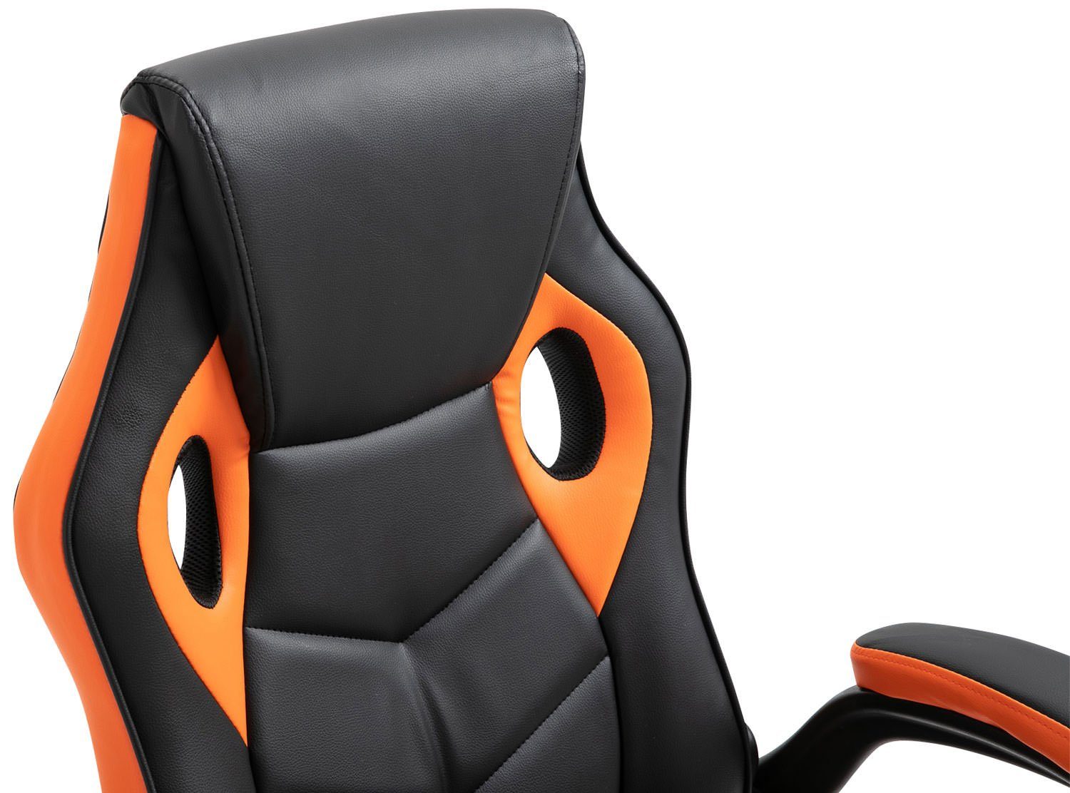 schwarz/orange Kunstleder, drehbar höhenverstellbar Gaming Chair und CLP Omis