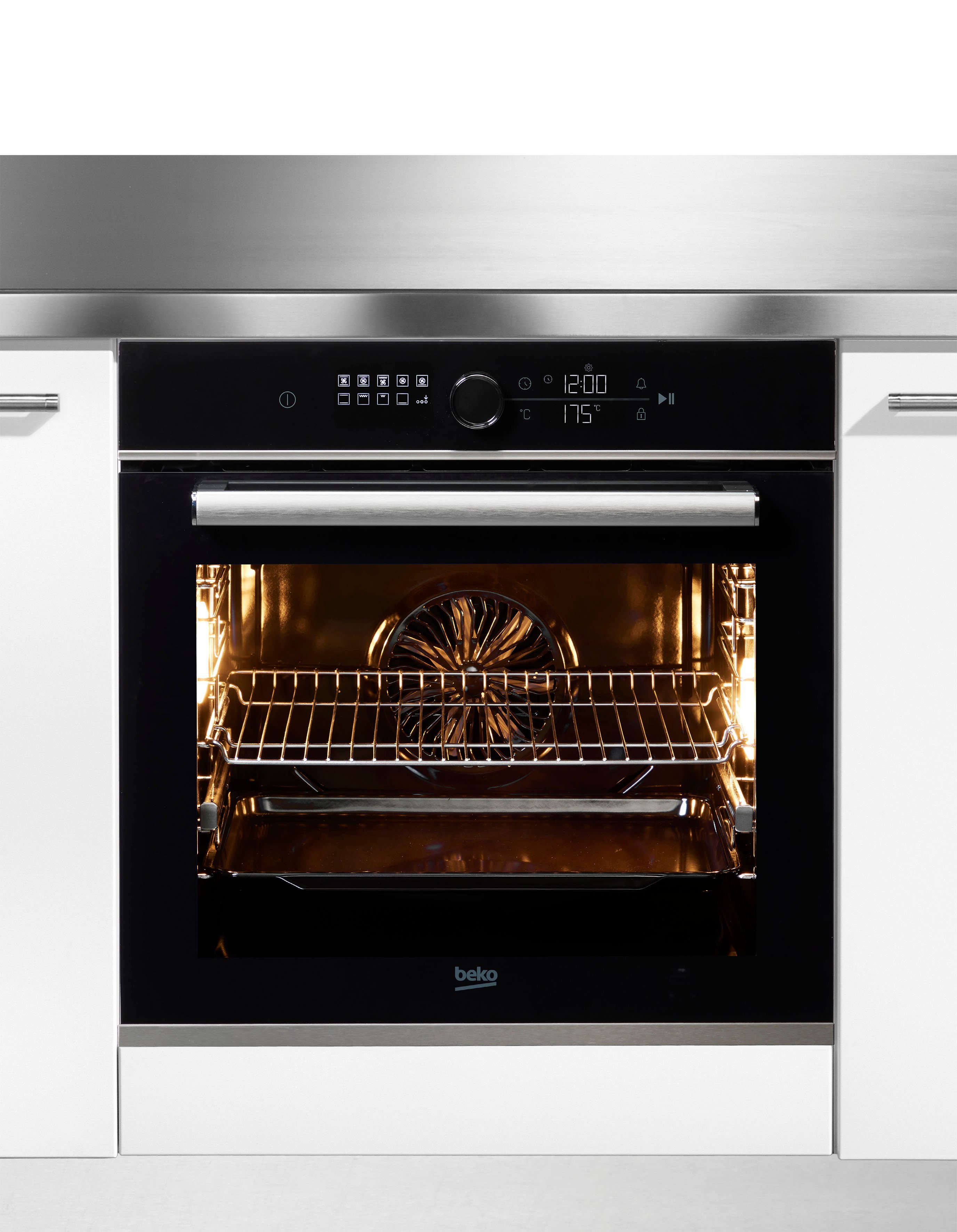 BEKO Einbaubackofen BBIM13400XS, mit 1-fach-Teleskopauszug, SteamShine, Gleichmäßige Heißluft für perfekte Ergebnisse dank Aeroperfect