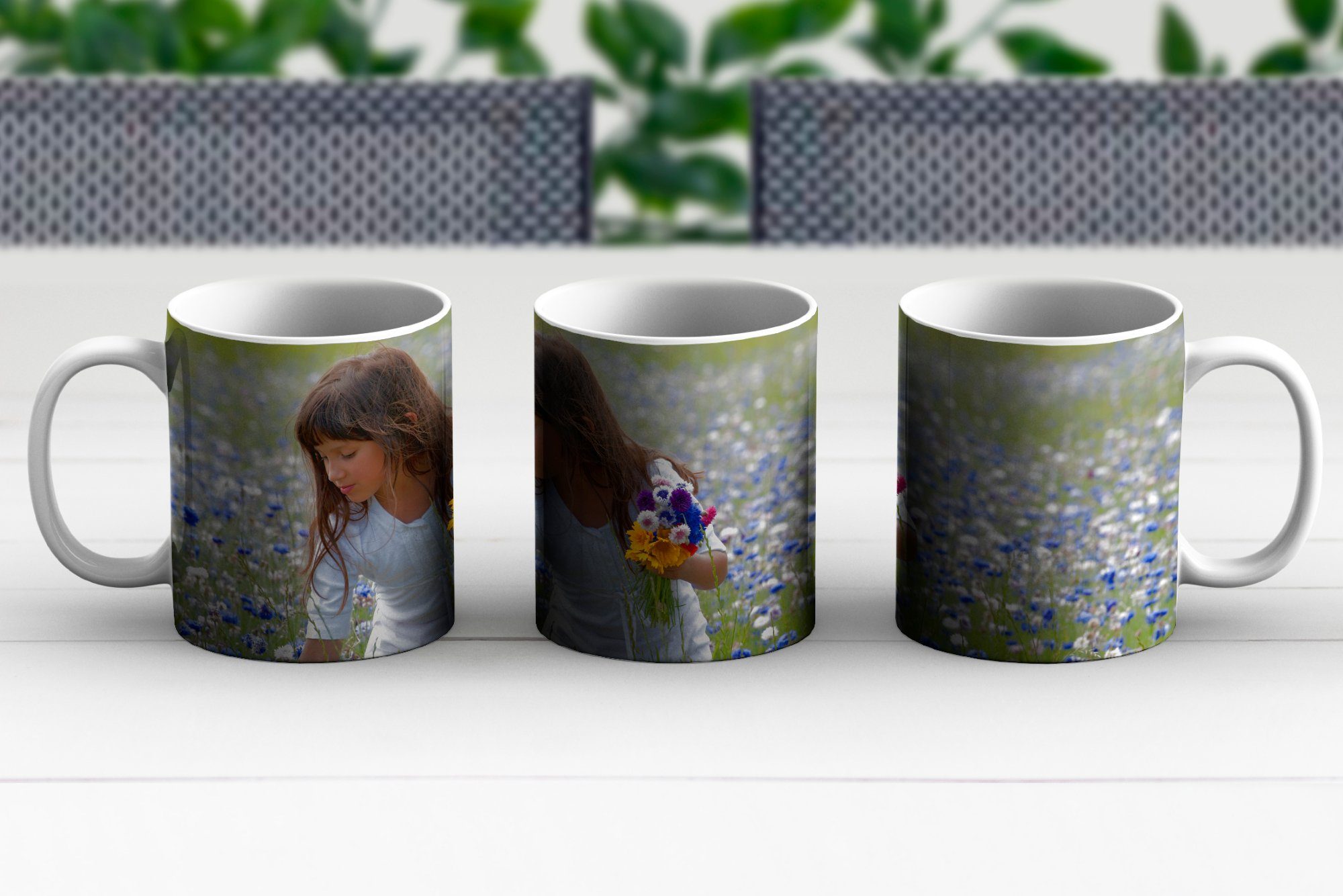 Keramik, Kaffeetassen, Geschenk Becher, - MuchoWow Tasse Teetasse, Blumen - Wiese, Mädchen Teetasse,