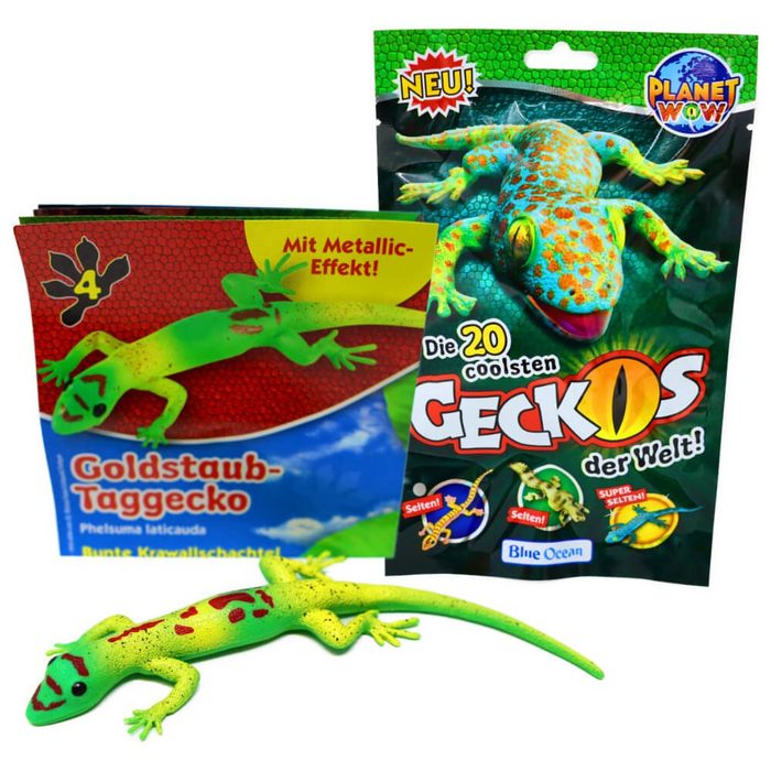 Blue Ocean Sammelfigur Blue Ocean Geckos Sammelfiguren 2023 - Planet Wow Glänzt - Figur 4. (Set) Geckos - Figur 4. Goldstaub-Taggecko