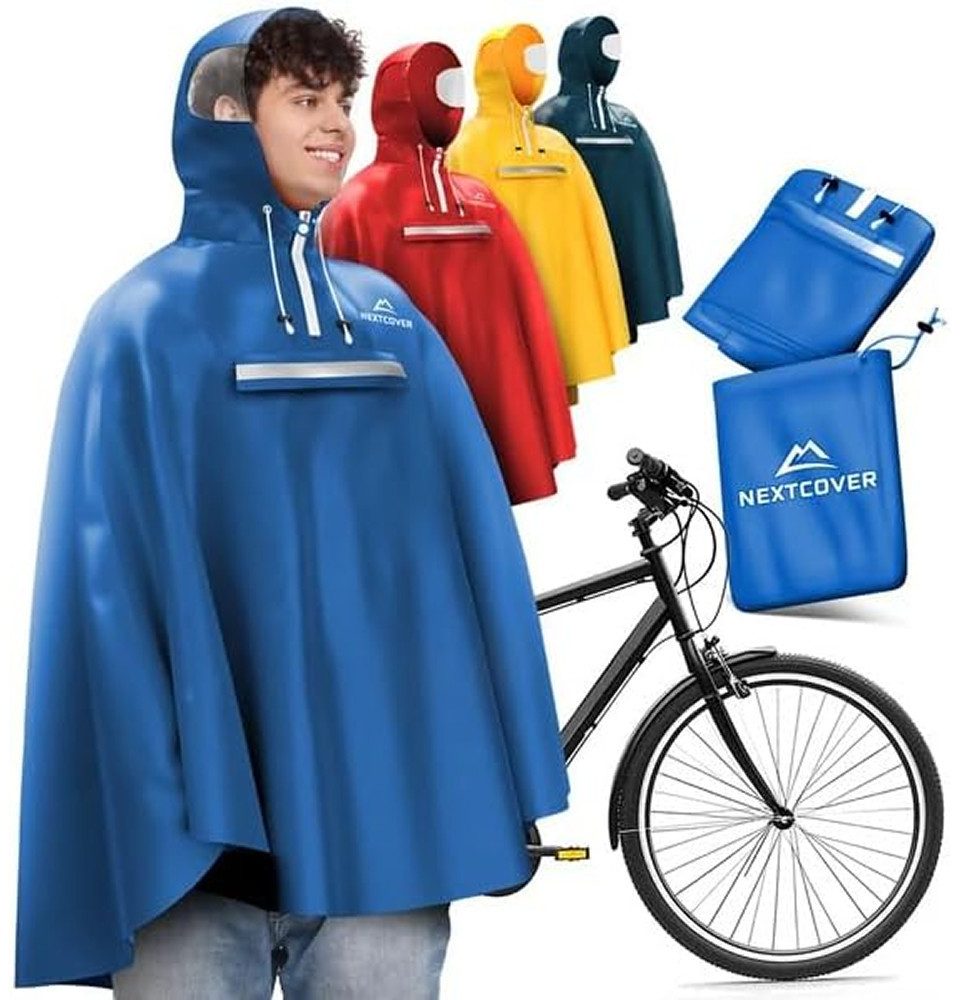 Nextcover Regenponcho Fahrrad für Damen & Herren - mit [AquaShield 2.0] Technologie (Regenponcho Wandern, Fahrrad-Regencape, Angel Poncho) Regencape für Damen und Herren