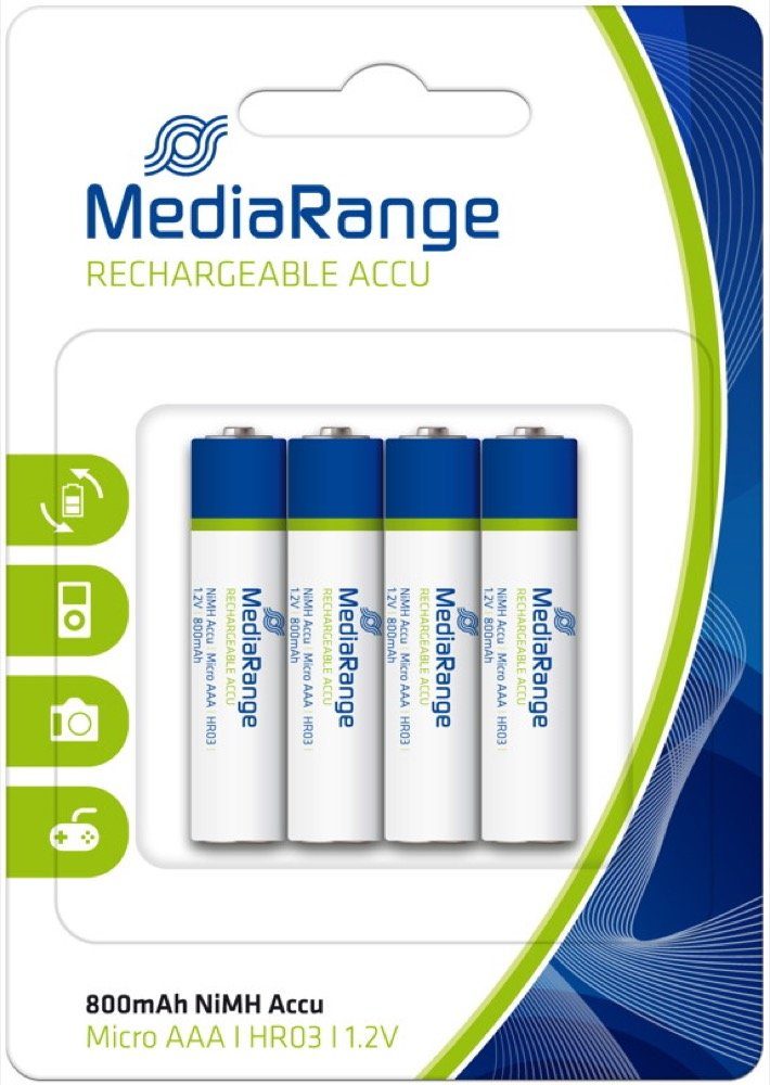 Mediarange 4 Akku AAA 800mAh Nickel-Metall-Hydrid im 4er Blister Akkupacks