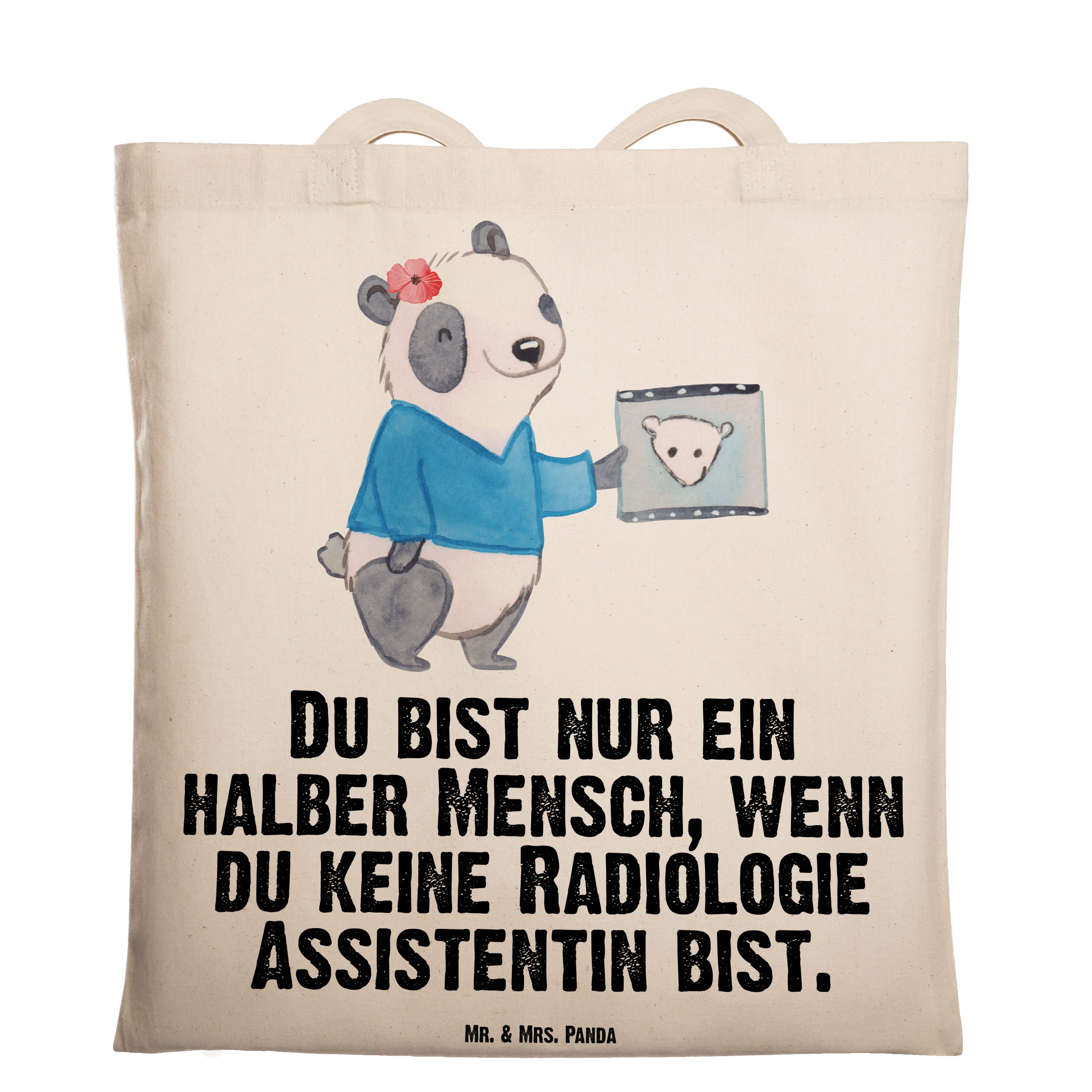 Mr. & Mrs. Panda Tragetasche Radiologie Assistentin mit Herz - Transparent - Geschenk, Beuteltasch (1-tlg) | Canvas-Taschen