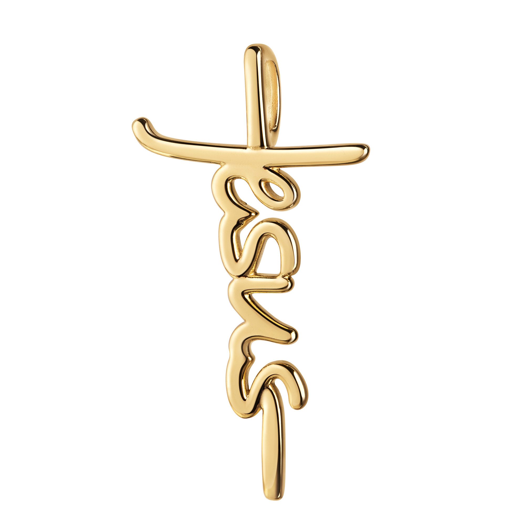 JEVELION Kreuzkette Kleiner Kreuzanhänger JESUS 333 Gold - Made in Germany (Goldkreuz, für Damen und Herren), Mit Kette vergoldet- Länge wählbar 36 - 70 cm oder ohne Kette.
